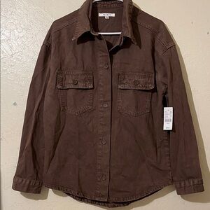 PacSun Brown Button Up Cotton Jacket